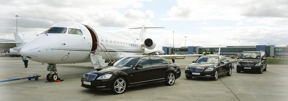 aeroplane and three cars