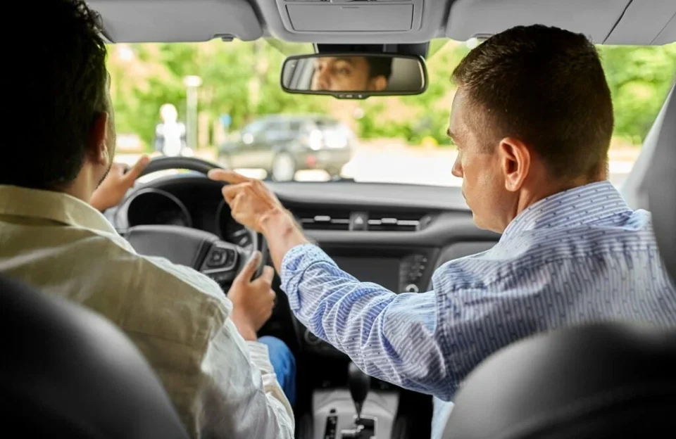 driving lesson in progress