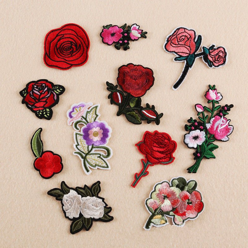 sample embroidered flower patches